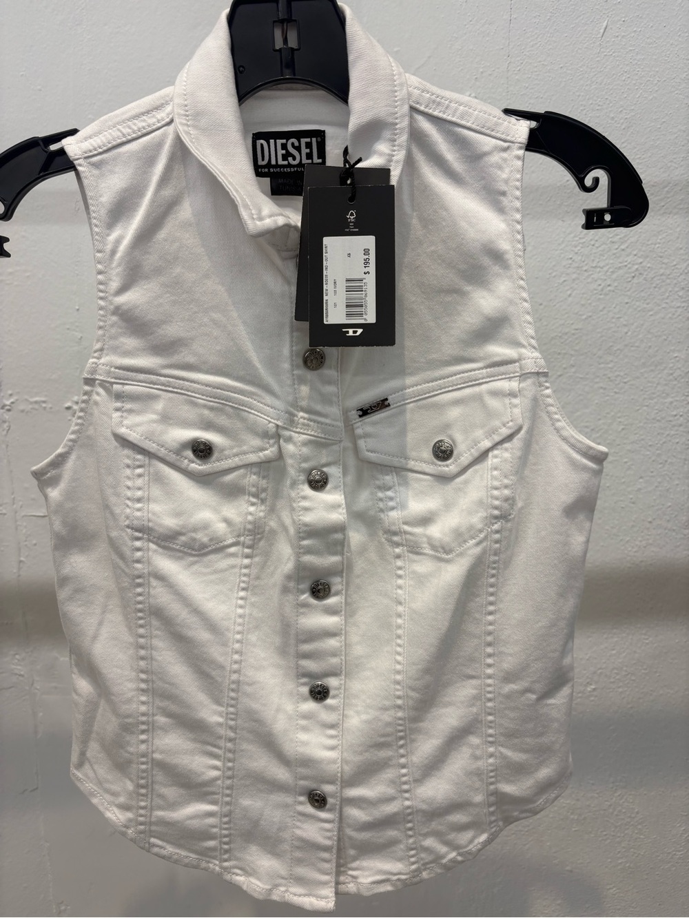 Diesel White Denim Vest Size Xs